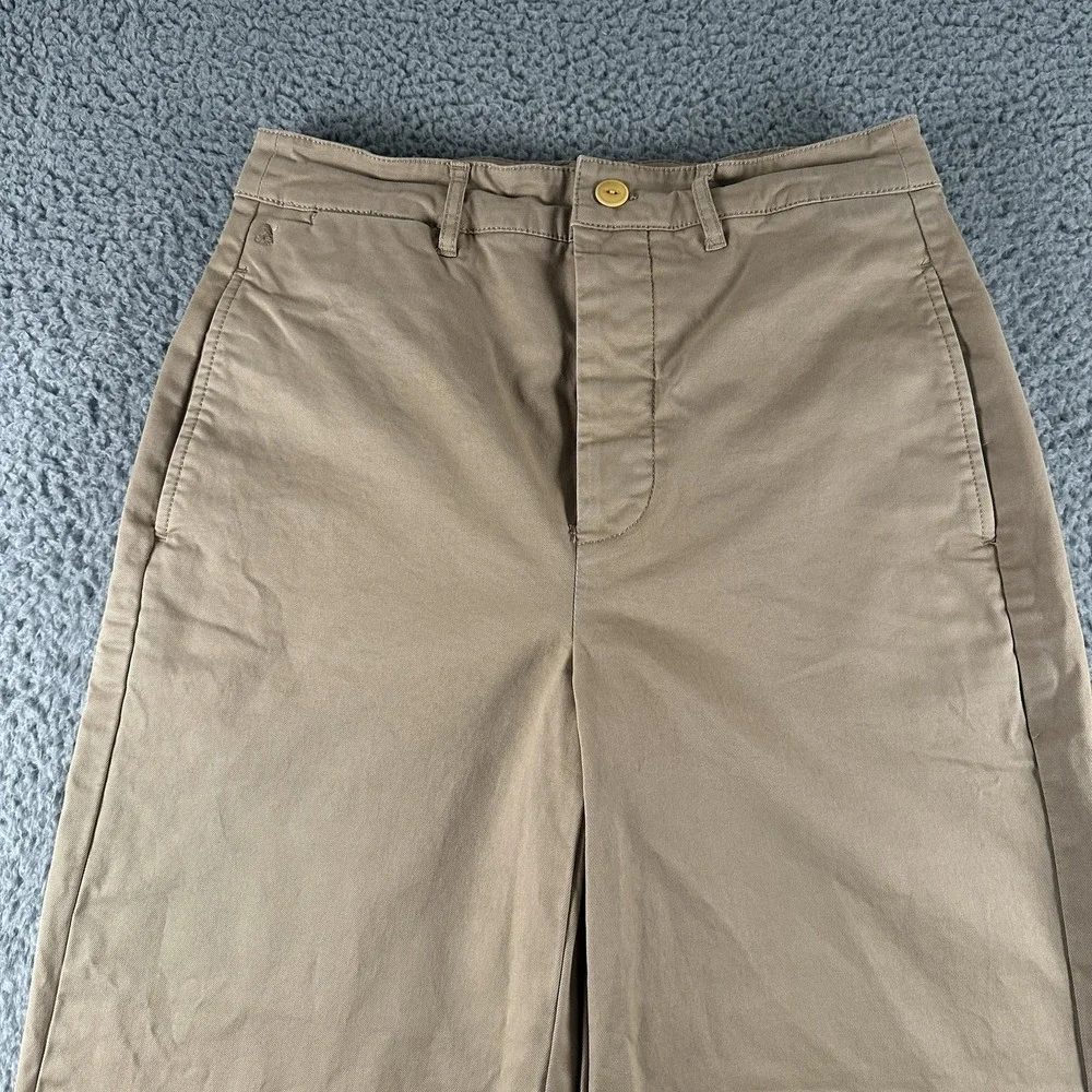 Alex Mill Chino Pants Womens 4‎ Beige Wide Leg Button Fly Stretch Twill Casual